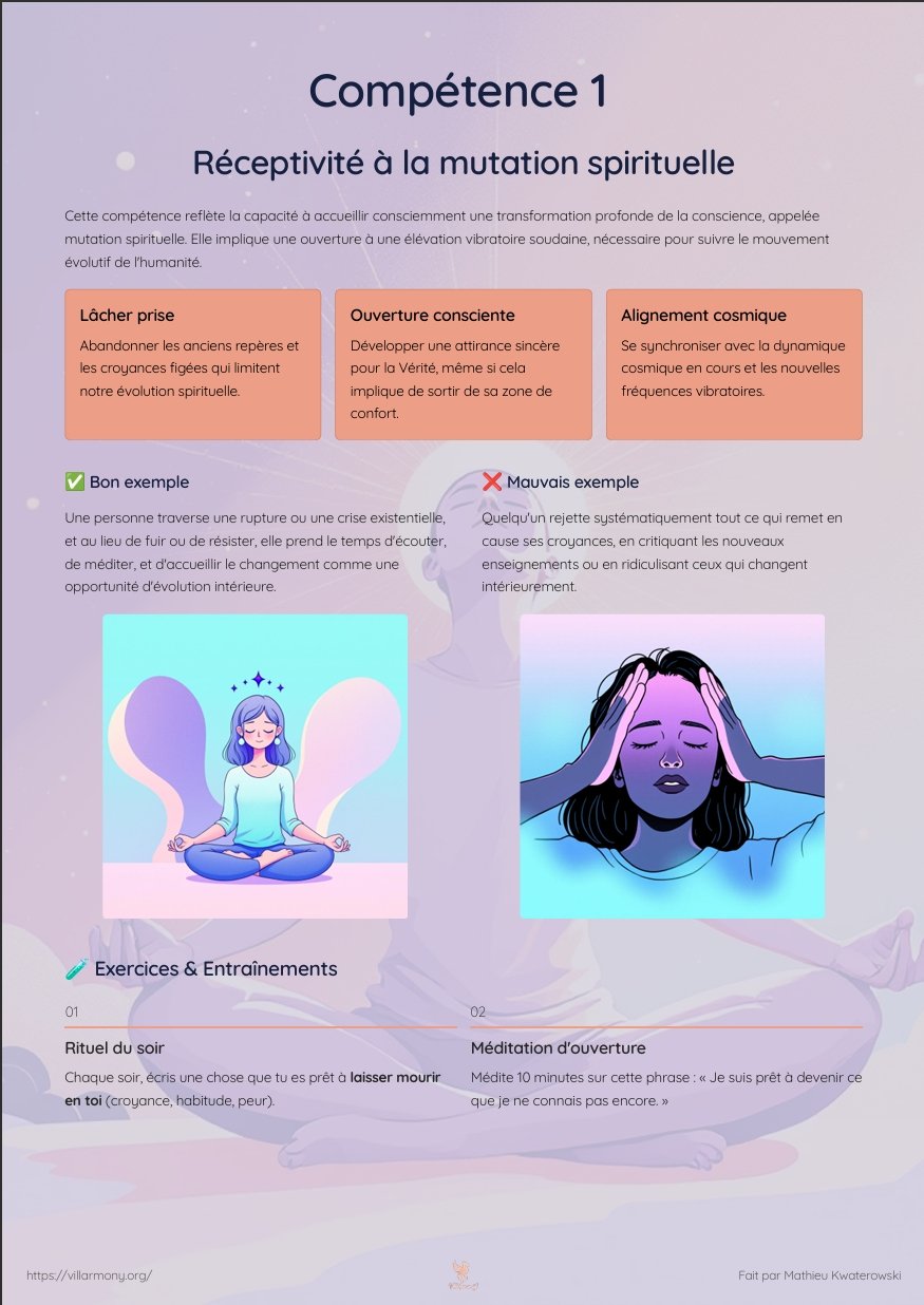 Compétence 1 — Réceptivité à la mutation spirituelle