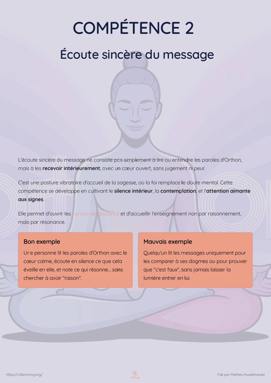 Compétence 2 — Écoute sincère du message
